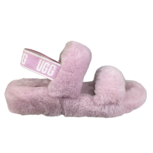 UGG Women’s Oh Yeah Pink Shearling Slipper Sandals Size US 6 - Picture 1 of 10